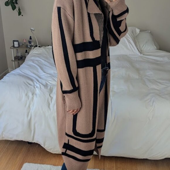 Geo Pattern Drop Shoulder Cardigan - Picture 7 of 8